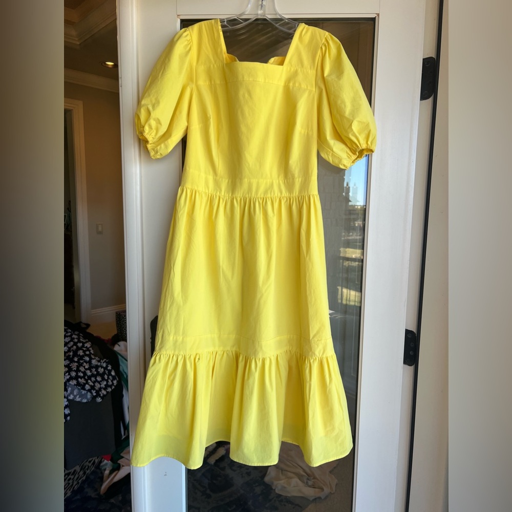 Yellow Rachel parcel puff sleeve dress NWOT